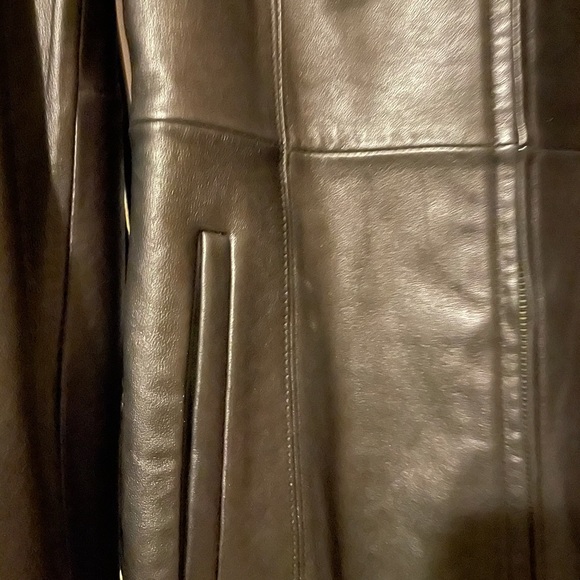 Leather Coat/Jacket with Tie Belt, Size Small, JLC New York - Picture 3 of 7